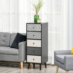image-Chest of Drawers, 5 Drawer Dresser, Wooden Storage Cabinet Bedroom, Living Room