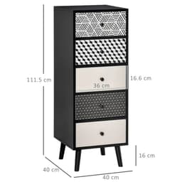 image-Chest of Drawers, 5 Drawer Dresser, Wooden Storage Cabinet Bedroom, Living Room
