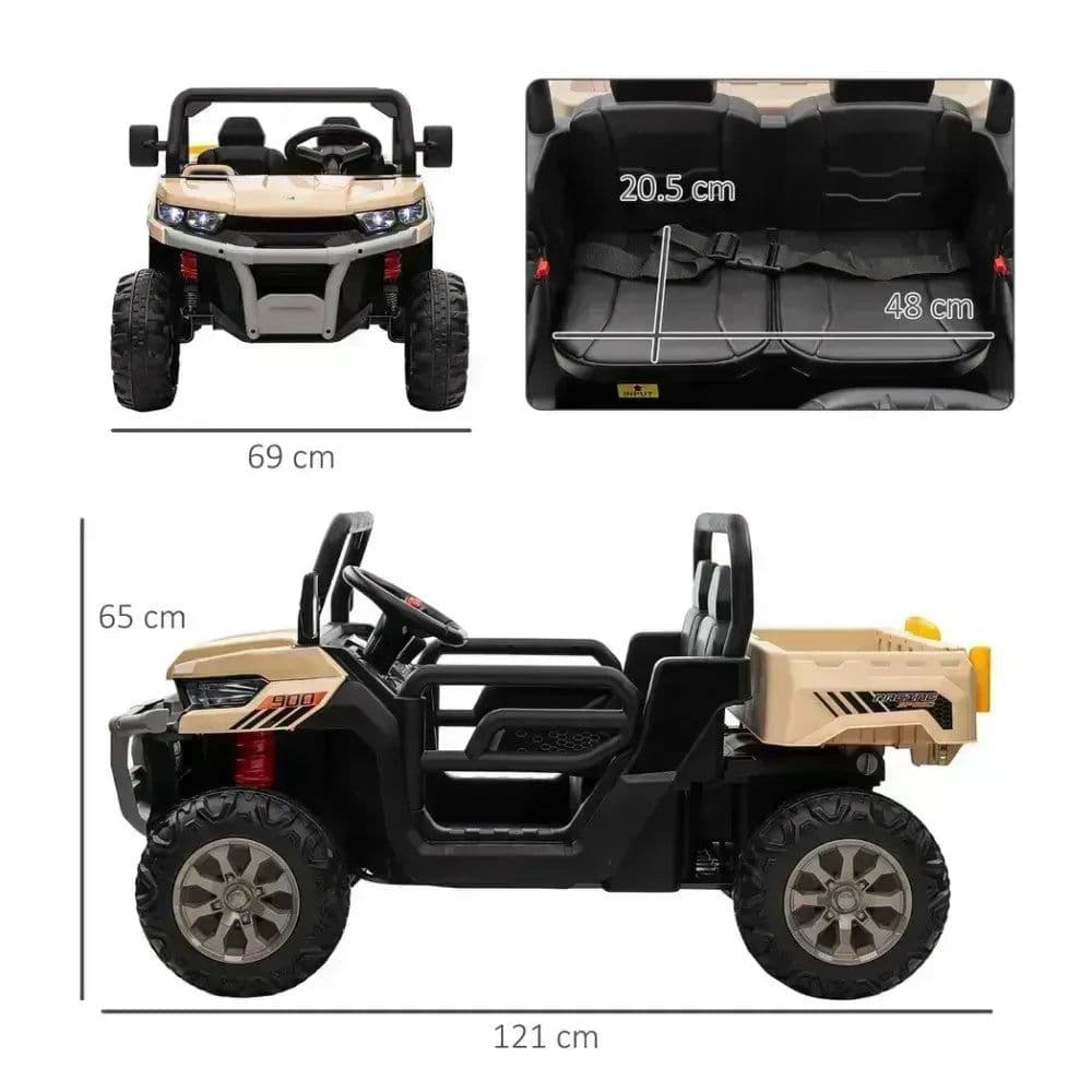 image-Two-Seater Kids Ride on Truck w/ Electric Bucket, Parental Remote - Yellow