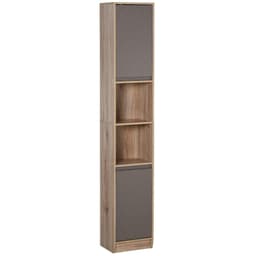 image-170cm Freestanding Storage Cabinet Slimline Unit w/ 2 Cupboards 2 Compartments