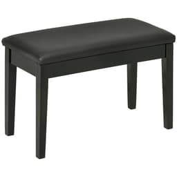 image-Classic Piano Bench Stool, PU Leather Keyboard Seat Rubber Wood Legs Black