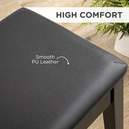 image-Classic Piano Bench Stool, PU Leather Keyboard Seat Rubber Wood Legs Black