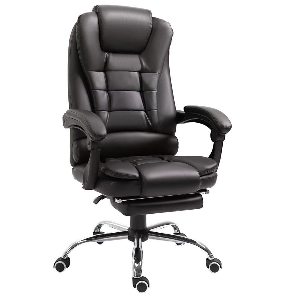 image-High Back Executive Office Chair Reclining Computer Chair w/ Swivel Wheel Brown