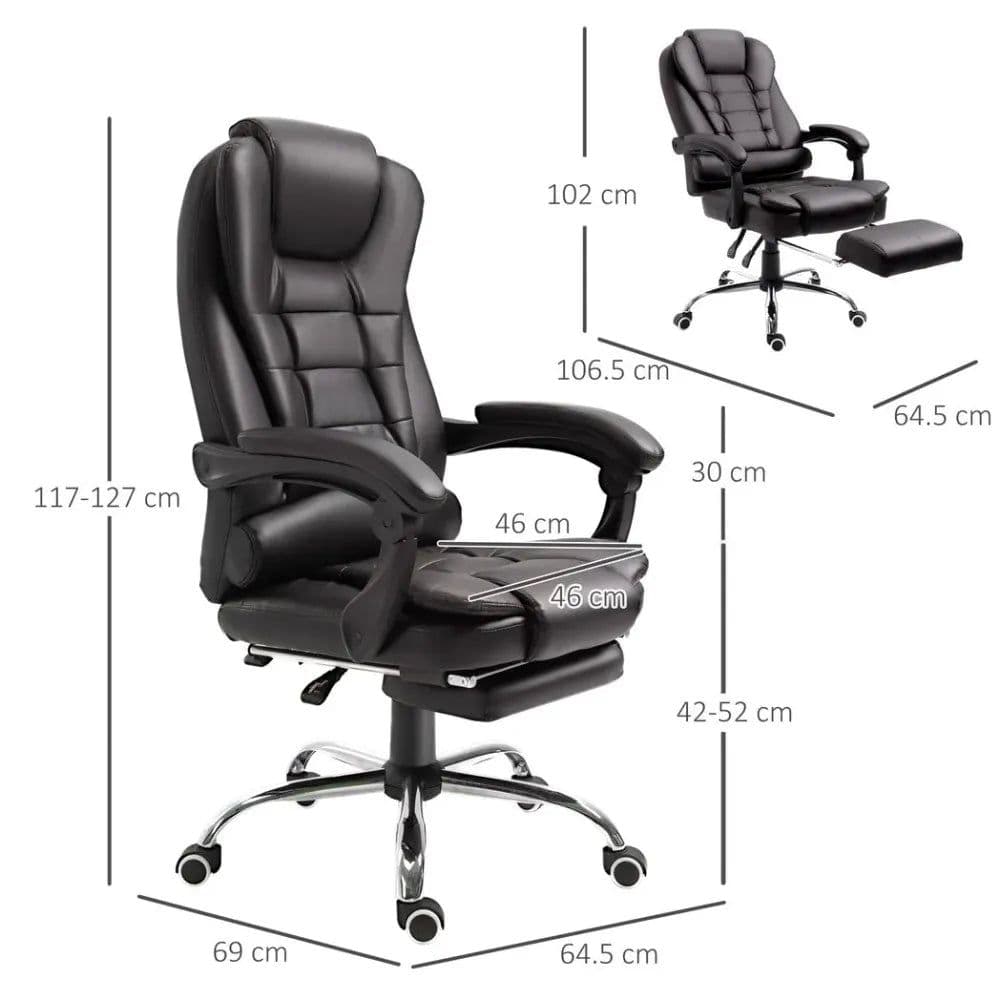 image-High Back Executive Office Chair Reclining Computer Chair w/ Swivel Wheel Brown