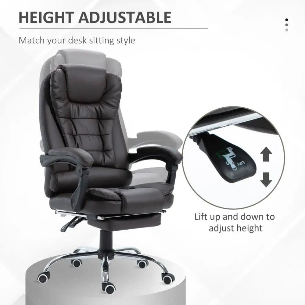 image-High Back Executive Office Chair Reclining Computer Chair w/ Swivel Wheel Brown