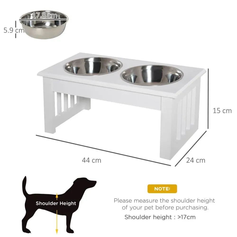 image-Pet Feeder Raised Elevated Stainless Steel Bowls Stand Food Water White Samll