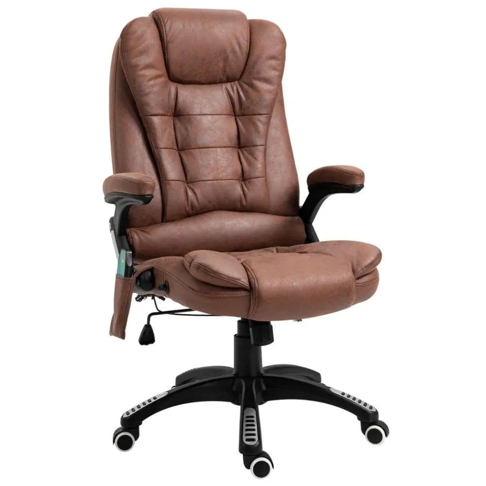 image-Executive Reclining Chair w/ Heating Massage Points Relaxing Headrest Brown