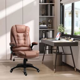 image-Executive Reclining Chair w/ Heating Massage Points Relaxing Headrest Brown