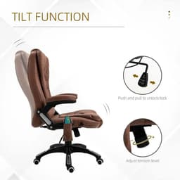 image-Executive Reclining Chair w/ Heating Massage Points Relaxing Headrest Brown