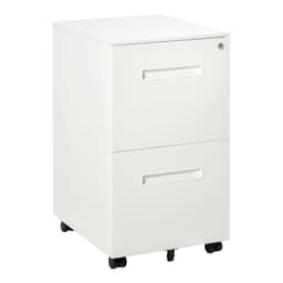 image-Mobile File Cabinet Home Filing Furniture with Adjustable Partition, Lock, White