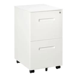 image-Mobile File Cabinet Home Filing Furniture with Adjustable Partition, Lock, White