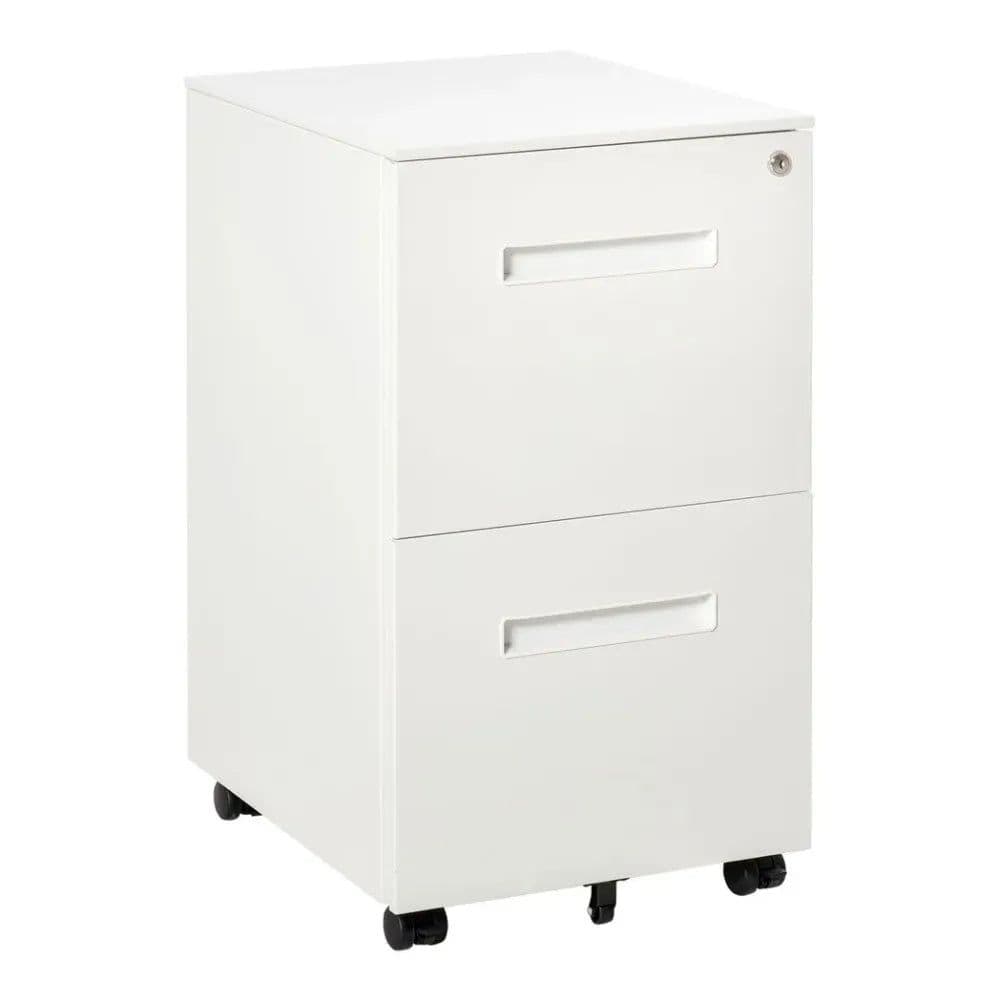 image-Mobile File Cabinet Home Filing Furniture with Adjustable Partition, Lock, White