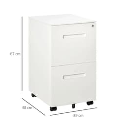 image-Mobile File Cabinet Home Filing Furniture with Adjustable Partition, Lock, White