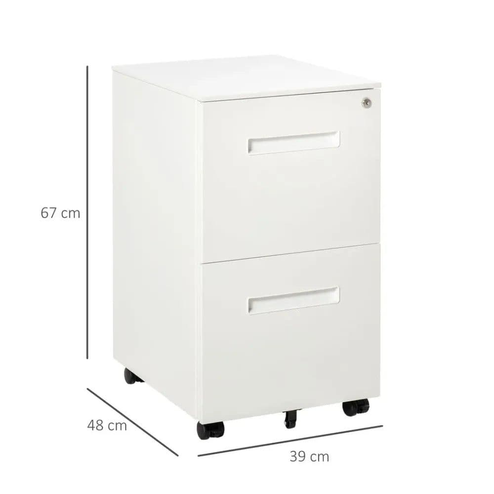 image-Mobile File Cabinet Home Filing Furniture with Adjustable Partition, Lock, White