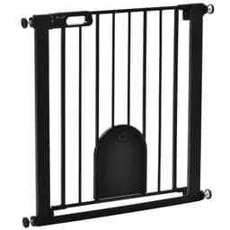 image-75-82 cm Pet Safety Gate, Stair Pressure Fit, Auto Close, Double Locking, Black