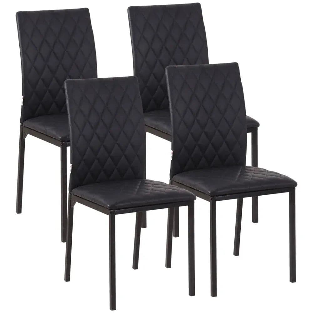 image-Modern Dining Chairs Faux Leather Accent Chairs for Kitchen, Set of 4, Black