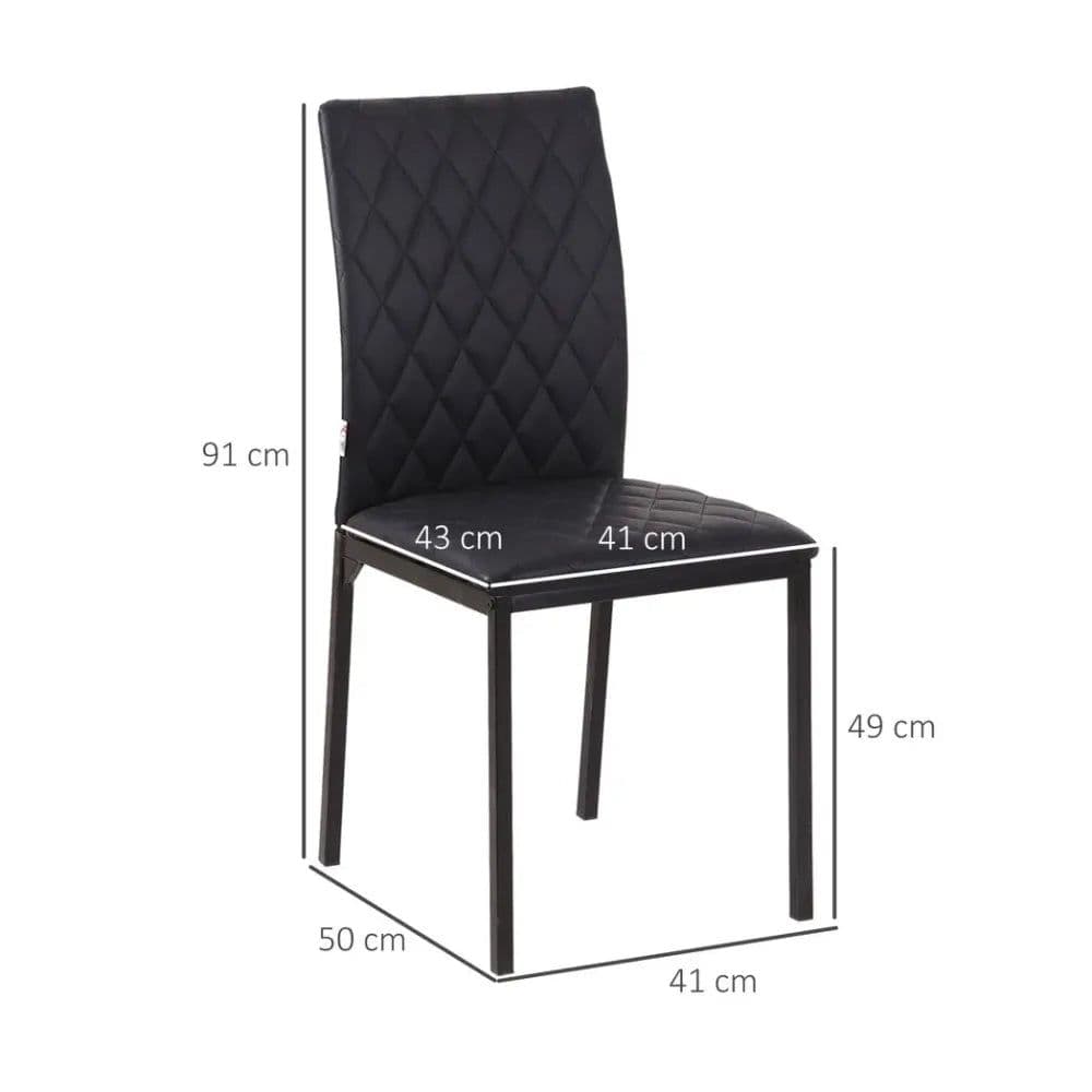 image-Modern Dining Chairs Faux Leather Accent Chairs for Kitchen, Set of 4, Black
