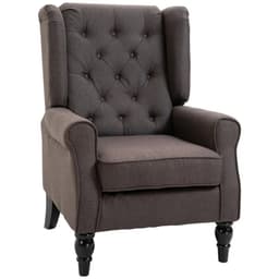 image-Retro Accent Chair Wingback Armchair with Wood Frame for Living Room Brown