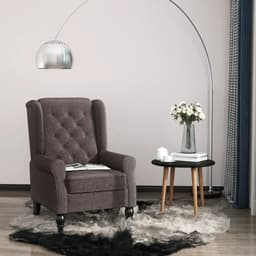 image-Retro Accent Chair Wingback Armchair with Wood Frame for Living Room Brown