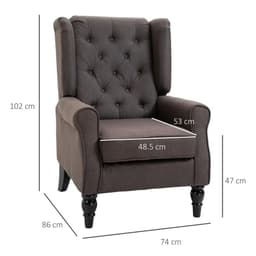 image-Retro Accent Chair Wingback Armchair with Wood Frame for Living Room Brown