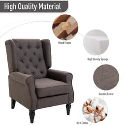 image-Retro Accent Chair Wingback Armchair with Wood Frame for Living Room Brown