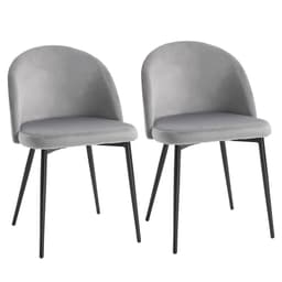 image-2 Pieces Modern Upholstered Fabric Bucket Seat Dining Chairs Living Room Grey