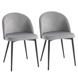 image-2 Pieces Modern Upholstered Fabric Bucket Seat Dining Chairs Living Room Grey