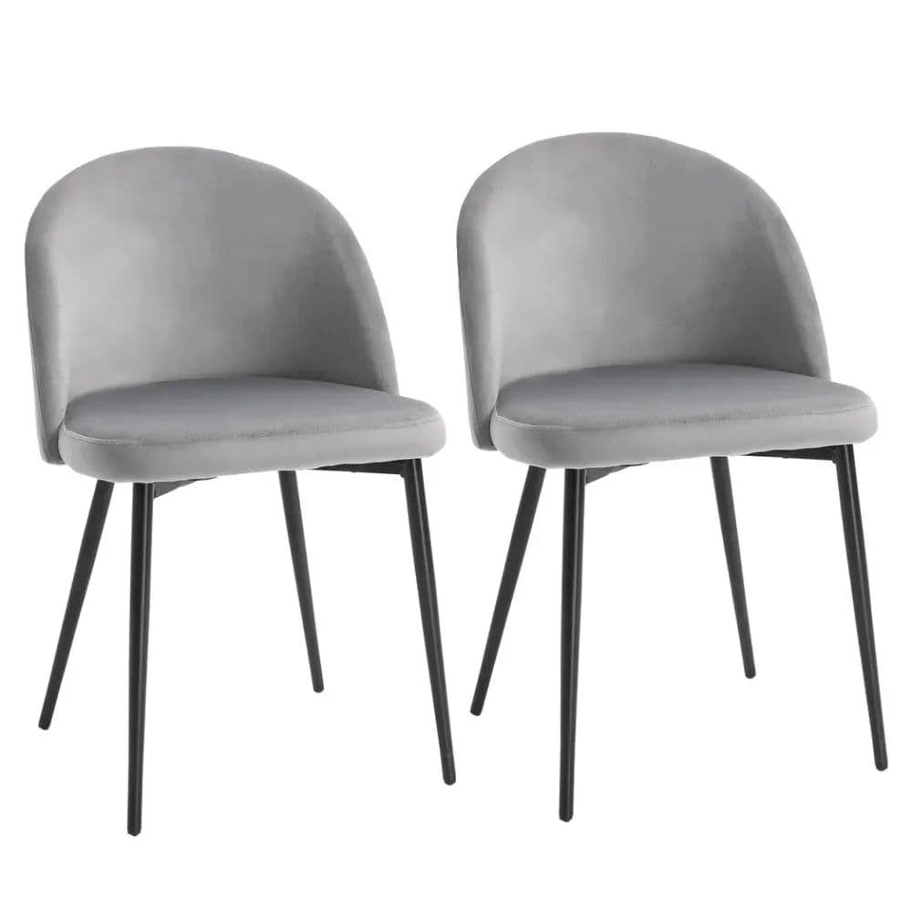 image-2 Pieces Modern Upholstered Fabric Bucket Seat Dining Chairs Living Room Grey