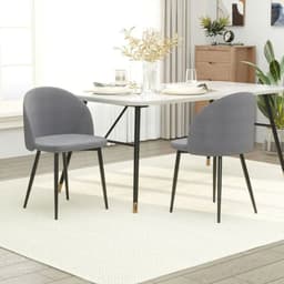image-2 Pieces Modern Upholstered Fabric Bucket Seat Dining Chairs Living Room Grey