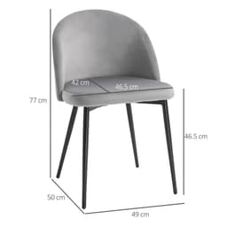 image-2 Pieces Modern Upholstered Fabric Bucket Seat Dining Chairs Living Room Grey
