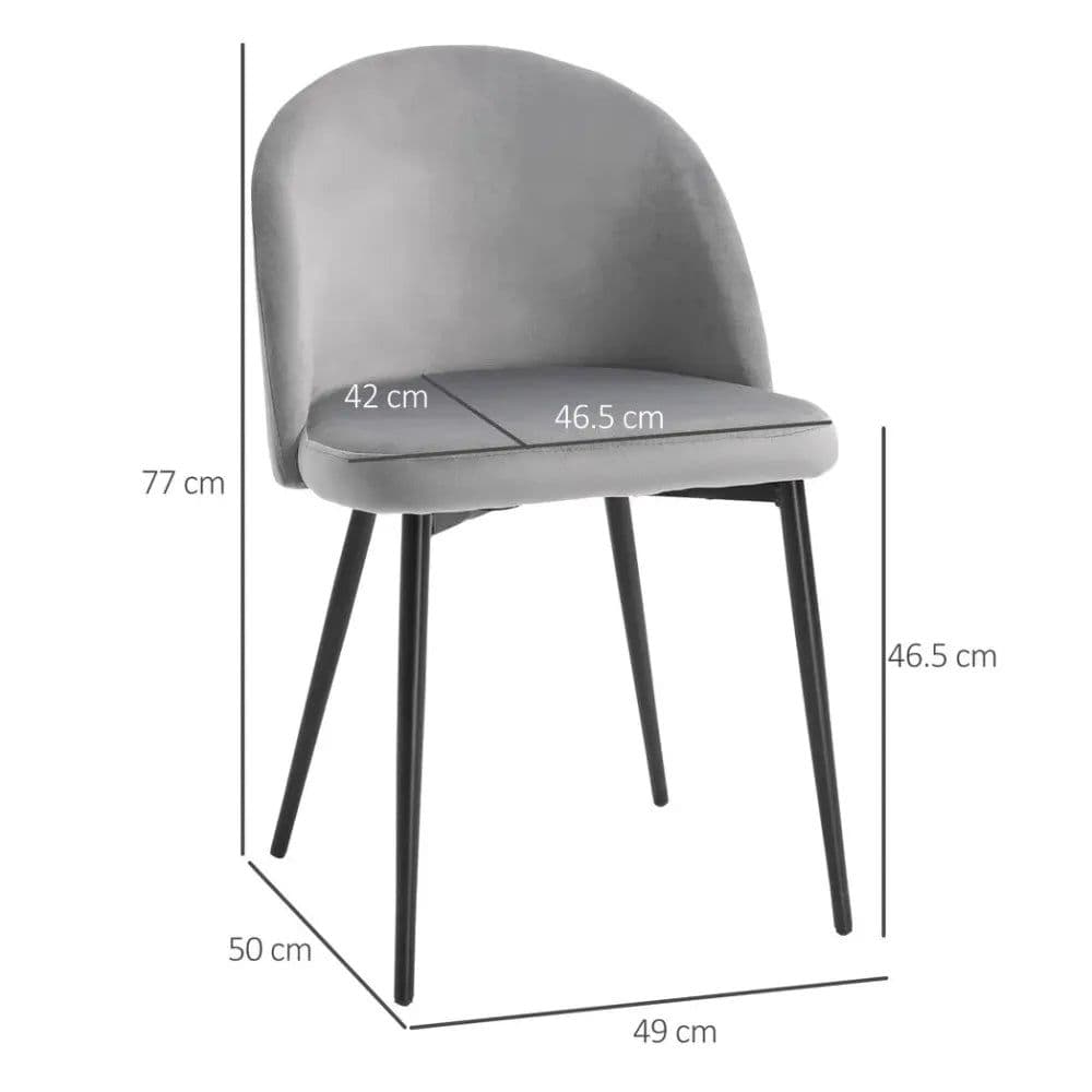 image-2 Pieces Modern Upholstered Fabric Bucket Seat Dining Chairs Living Room Grey