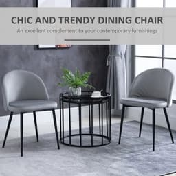 image-2 Pieces Modern Upholstered Fabric Bucket Seat Dining Chairs Living Room Grey