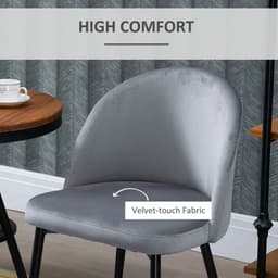 image-2 Pieces Modern Upholstered Fabric Bucket Seat Dining Chairs Living Room Grey