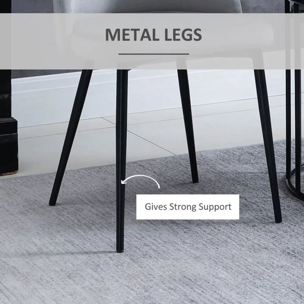 image-2 Pieces Modern Upholstered Fabric Bucket Seat Dining Chairs Living Room Grey