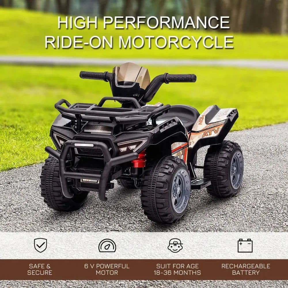 image-Kids Ride-on Four Wheeler ATV Car with Music for 18-36 months Black