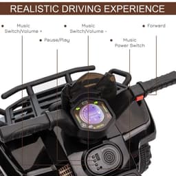 image-Kids Ride-on Four Wheeler ATV Car with Music for 18-36 months Black