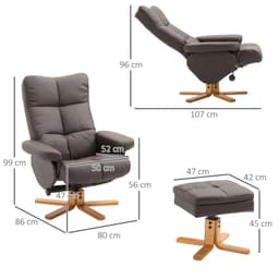 image-Faux Leather Recliner Chair with Ottoman Footrest Storage Space Brown