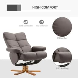 image-Faux Leather Recliner Chair with Ottoman Footrest Storage Space Brown