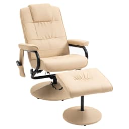 image-Freestanding Living Room Chair with High Density Cushion and Footrest Cream