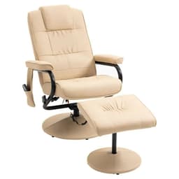 image-Freestanding Living Room Chair with High Density Cushion and Footrest Cream