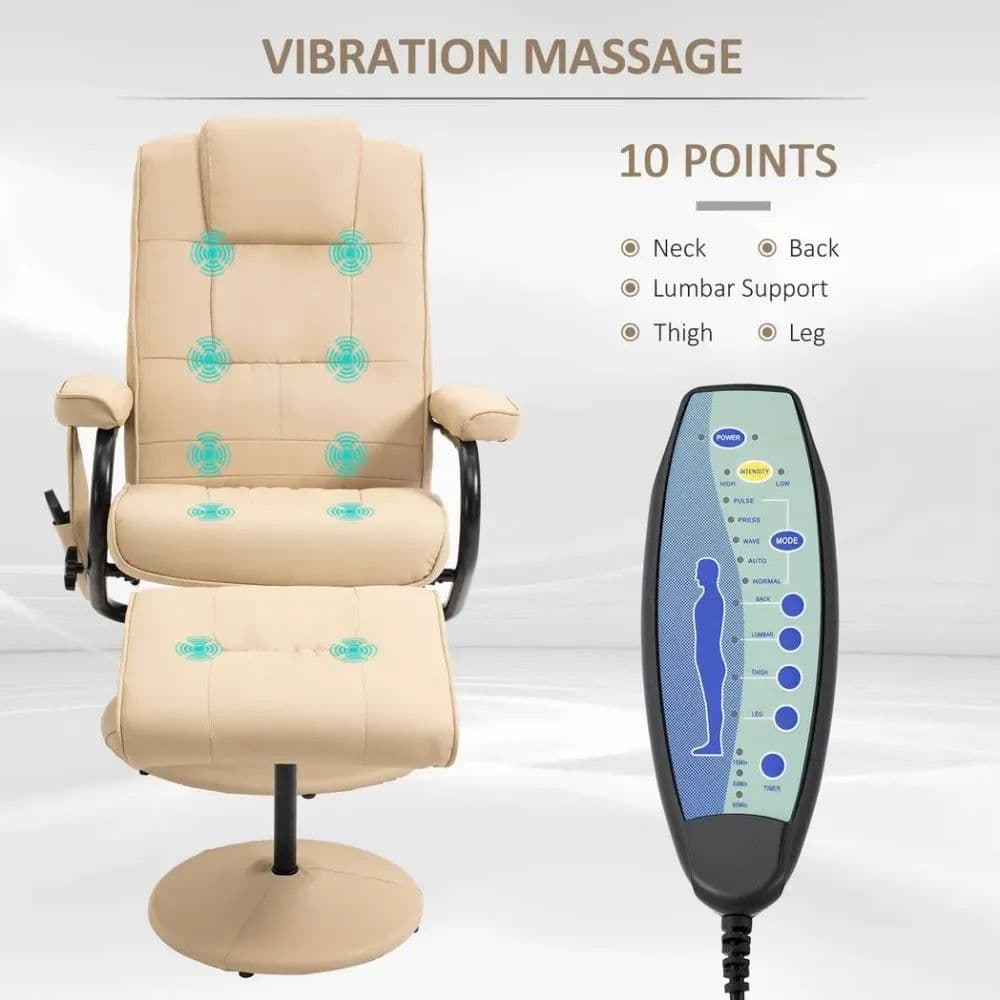 image-Freestanding Living Room Chair with High Density Cushion and Footrest Cream