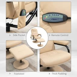 image-Freestanding Living Room Chair with High Density Cushion and Footrest Cream