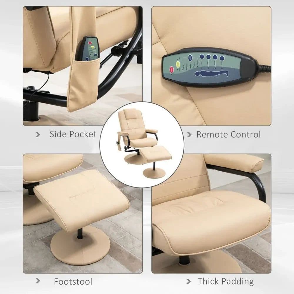image-Freestanding Living Room Chair with High Density Cushion and Footrest Cream