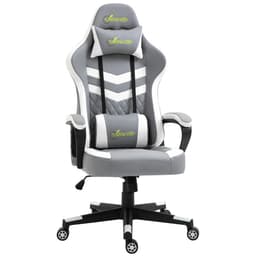 image-Racing Gaming Chair w/ Lumbar Support, Headrest, Gamer Office Chair, Grey White