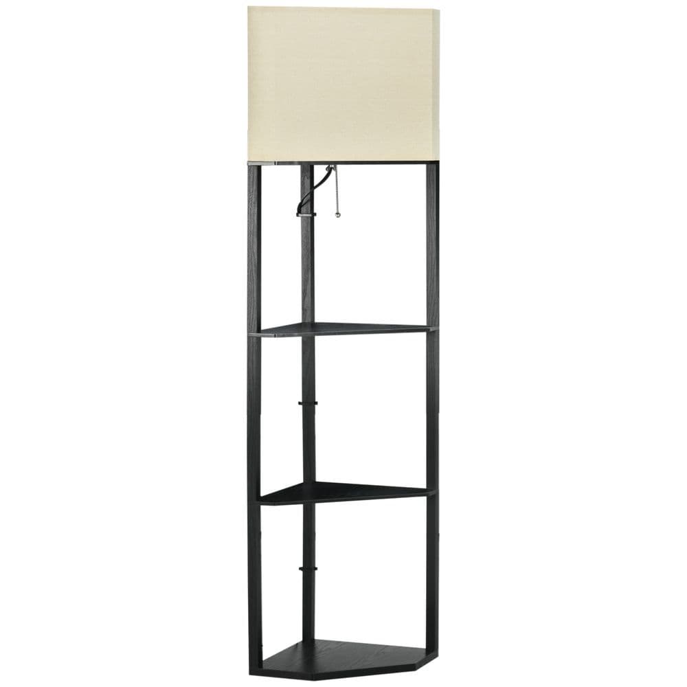 image-Corner Floor Lamp with Shelves, Modern Standing Lamps for Living Room Bedroom