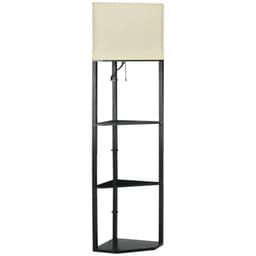 image-Corner Floor Lamp with Shelves, Modern Standing Lamps for Living Room Bedroom