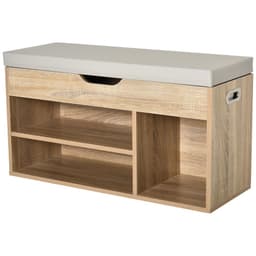 image-Sit-On Shoe Storage w/ Hidden Compartment Handles Sponge Top 80x30x43 cm Grey