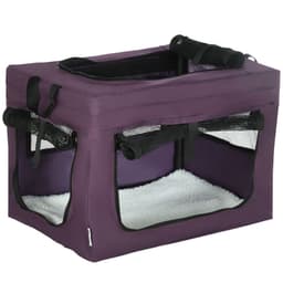 image-48.5cm Foldable Pet Carrier, Cat Bag w/ Cushion, for Miniature Dogs - Purple