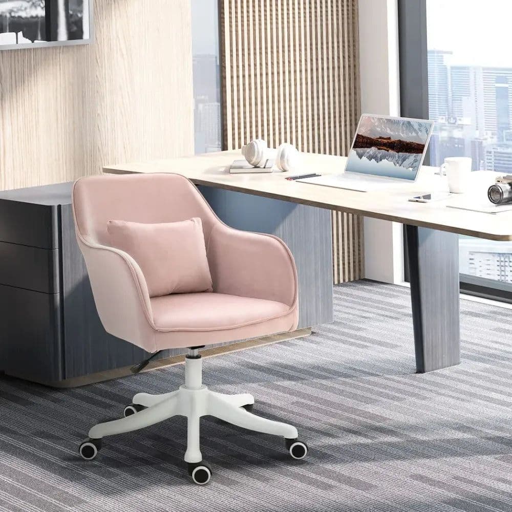 image-Office Chair with Rechargeable Electric Vibration Massage Lumbar Pillow, Wheels