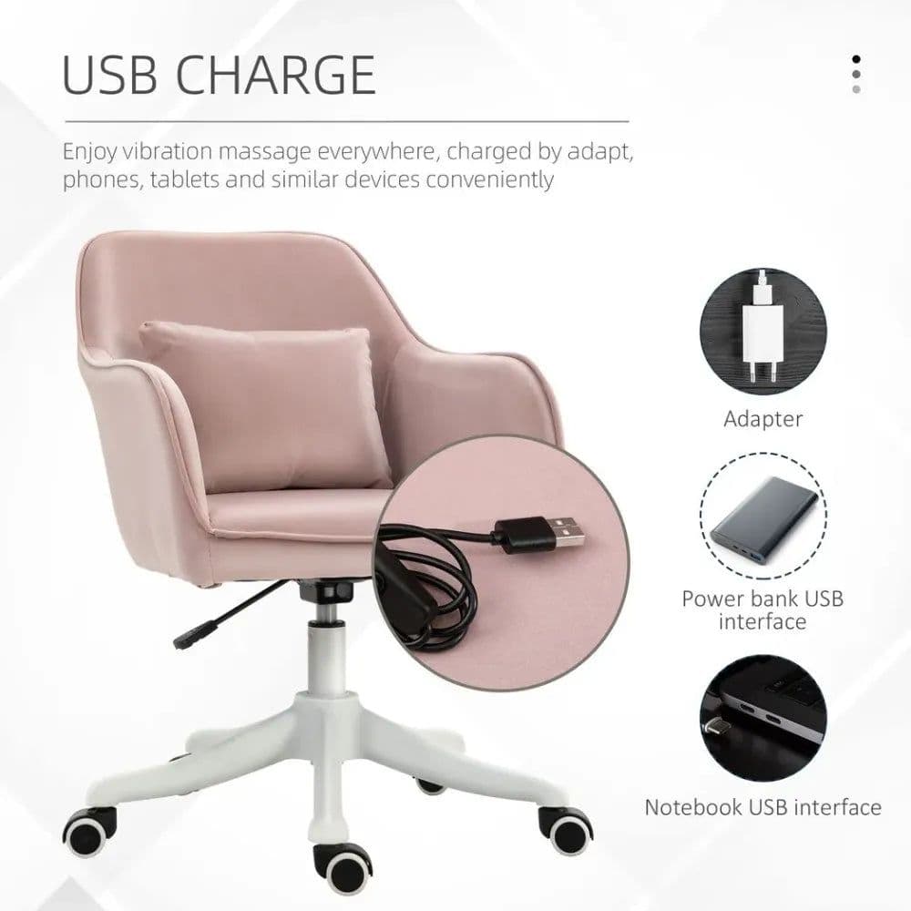 image-Office Chair with Rechargeable Electric Vibration Massage Lumbar Pillow, Wheels
